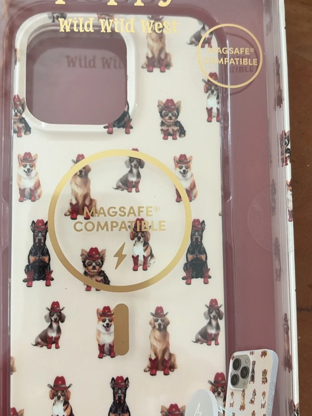 Wild Wild West Dog Pattern iPhone Case - White with Red Accents iPhone 16 promax